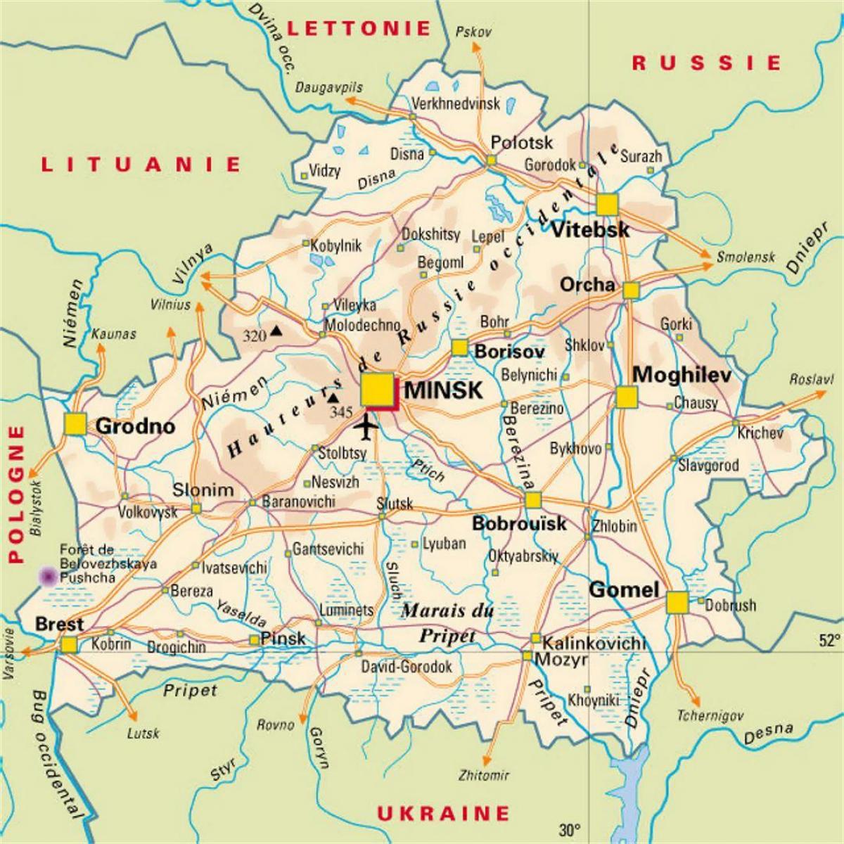 Peta kota Belarus